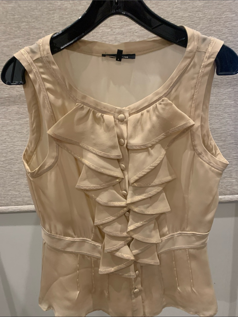 Nanette Lepore Cream Ruffle Front Sleeveless Blouse